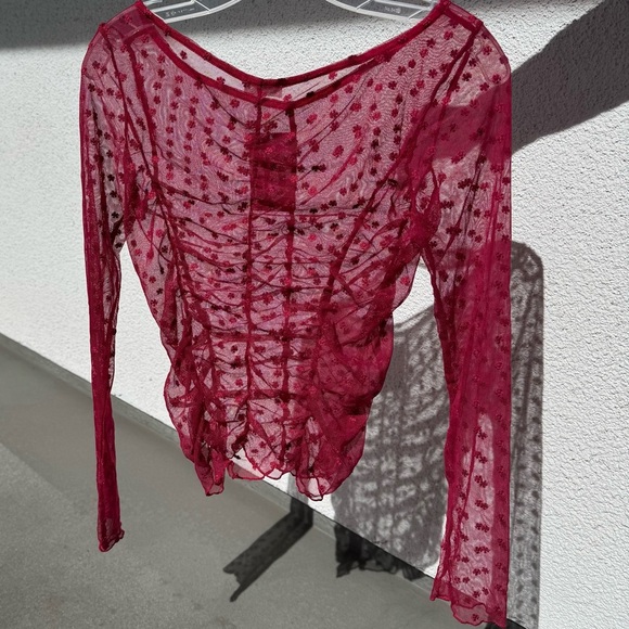 FREE‎ PEOPLE Red Sheer Top NWT - Picture 6 of 6